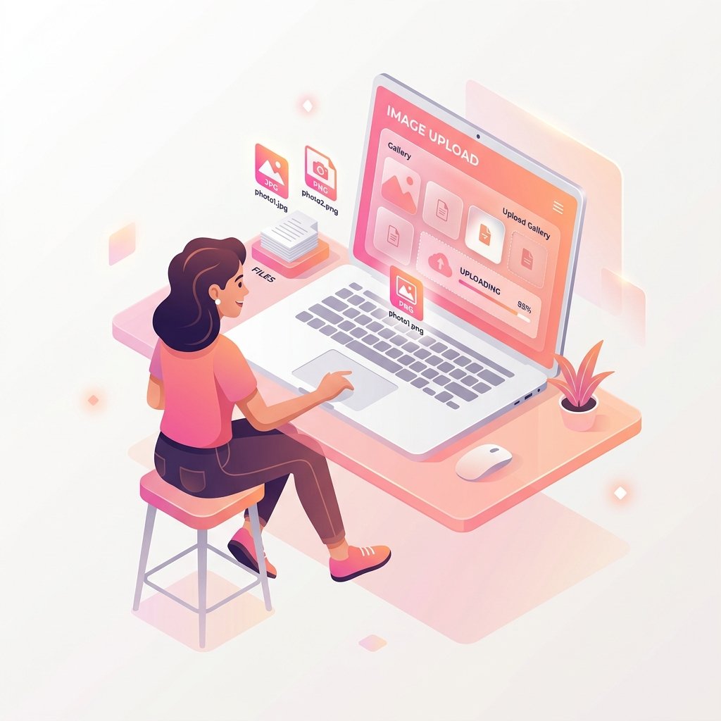 Person uploading images to convert picture to pdf